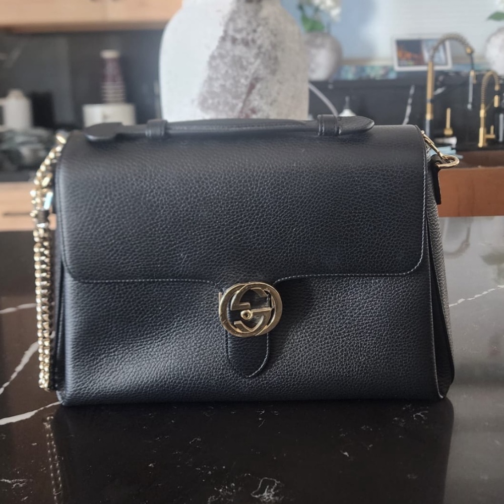 Gucci Logo Leather Shoulder Bag
